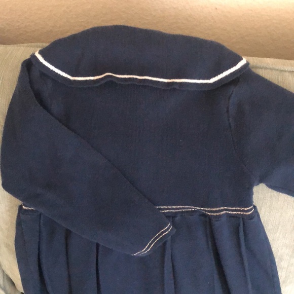 Little Madeline / sailor style navy blue woolen dress with matching wool hat 4/5 - Picture 3 of 3
